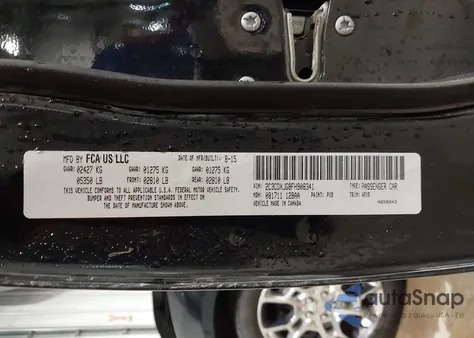 2015 Dodge Charger Sxt из США, поврежденный, VIN 2C3CDXJG8FH908341